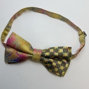 Robert Lewis Bright Colored Mixed Print 100% Silk Pre-Tied Adjustable Bow Tie